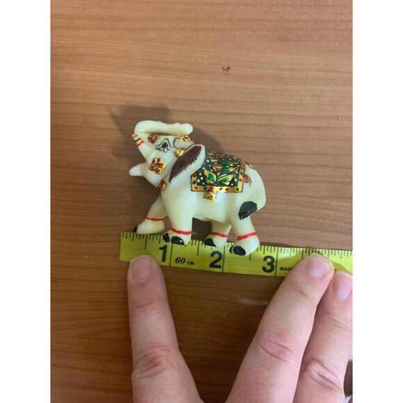 Elephant Statue White Stone Trunk Up Home Decor Figurine - Picture 6 of 7